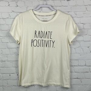 Rae Dunn Radiate Positivity T-Shirt-Pale Yellow Stripe Women’s Large